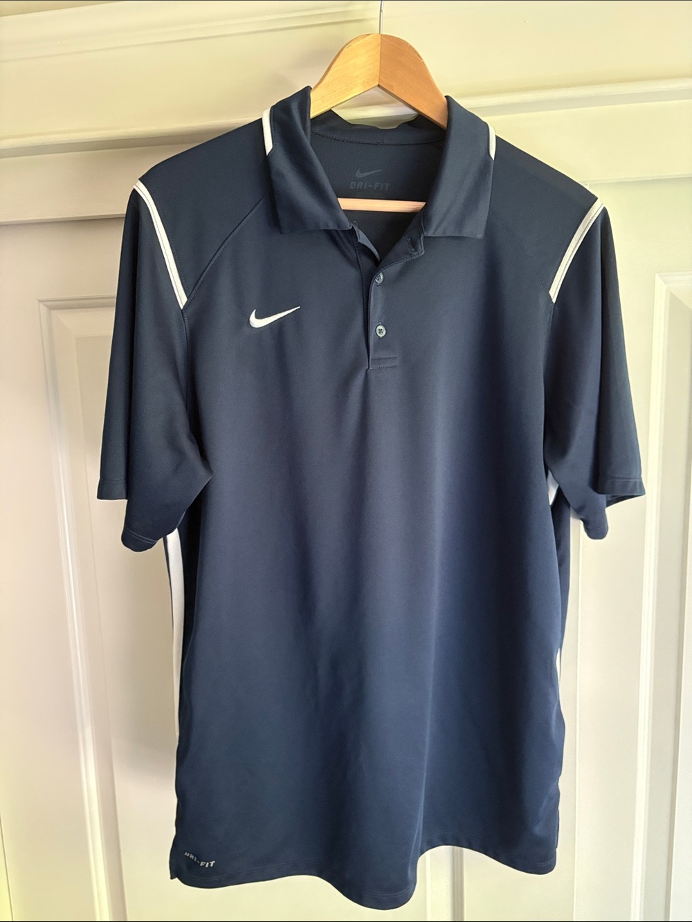 Nike Navy Polo with White Trim - Men’s Dri-FIT
